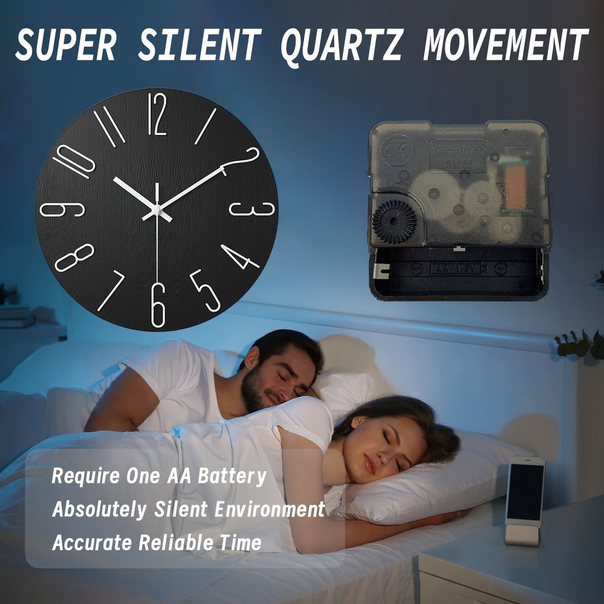 OAKTIDE - Reloj de pared contemporáneo diseñado para interiores modernos y silenciosos