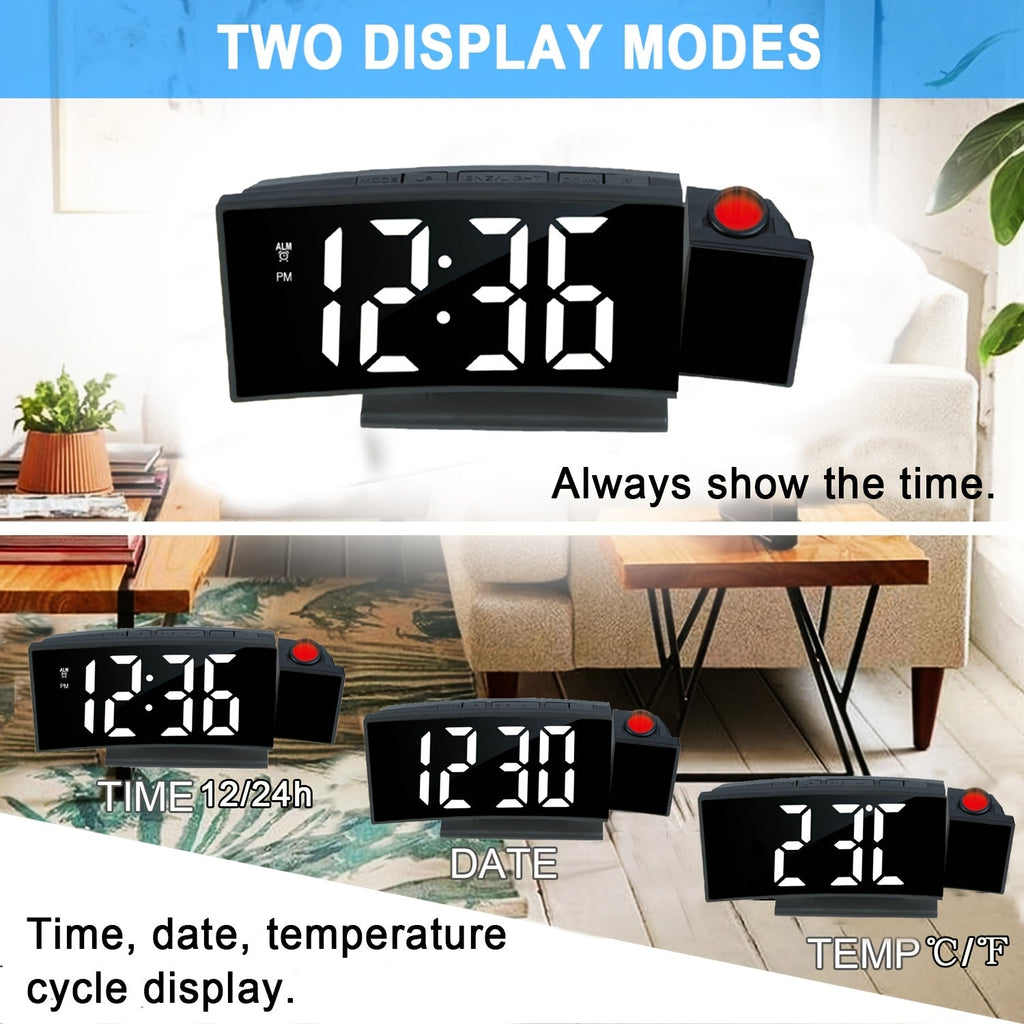 Despertador Digital Proyector – Pantalla LED y Función de Snooze con Brillo Ajustable