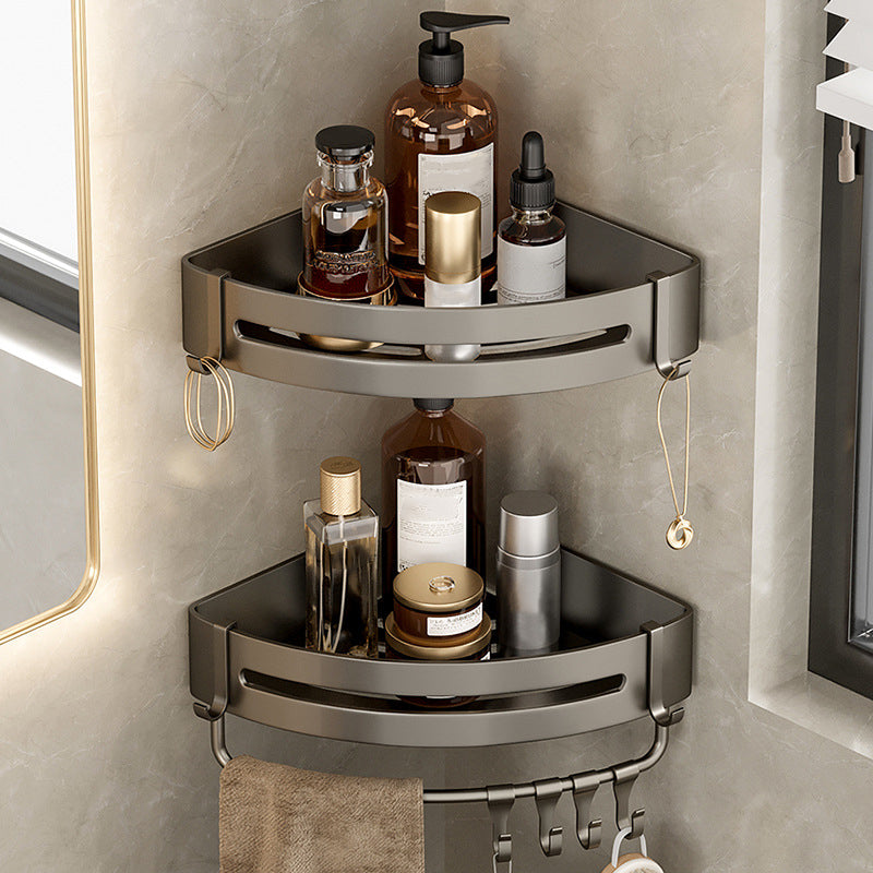 Conjunto de Accesorios de Baño de Aluminio Contemporáneo Estante de Baño Gris
