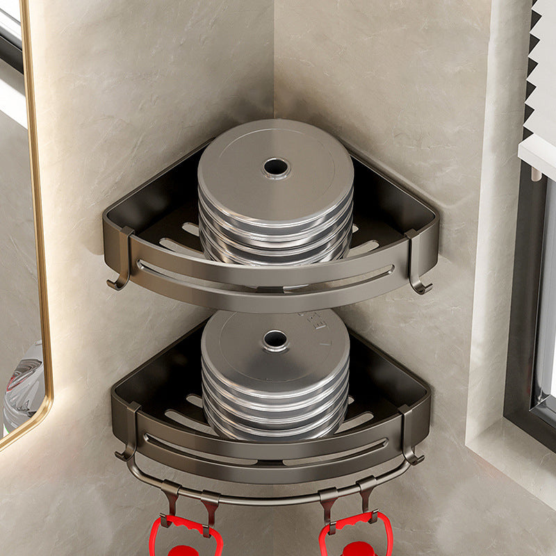 Conjunto de Accesorios de Baño de Aluminio Contemporáneo Estante de Baño Gris