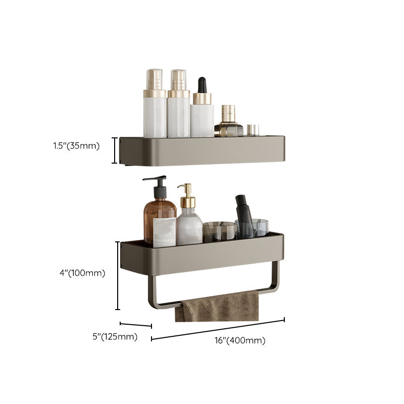 Conjunto de Accesorios de Baño de Aluminio Contemporáneo Estante de Baño Gris