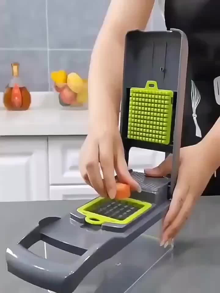 Set de Cortadores de Verduras de 14 Piezas - Raspador Manual, Pelador, Picadora y Rebanador para Preparación de Cocina