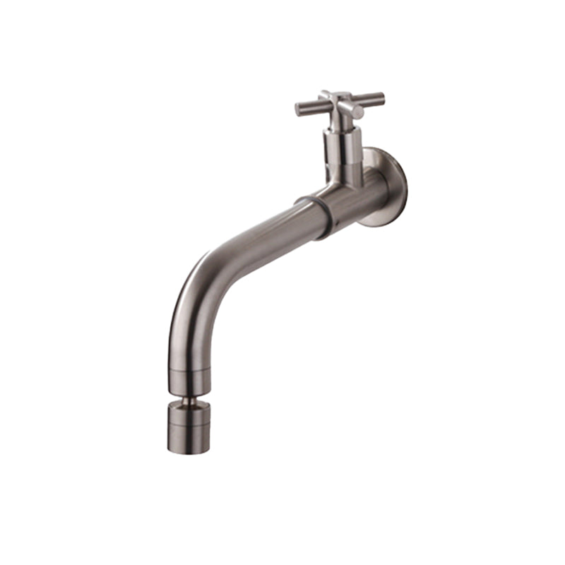 Grifo de baño contemporáneo montado en la pared con manijas cruzadas de acero inoxidable