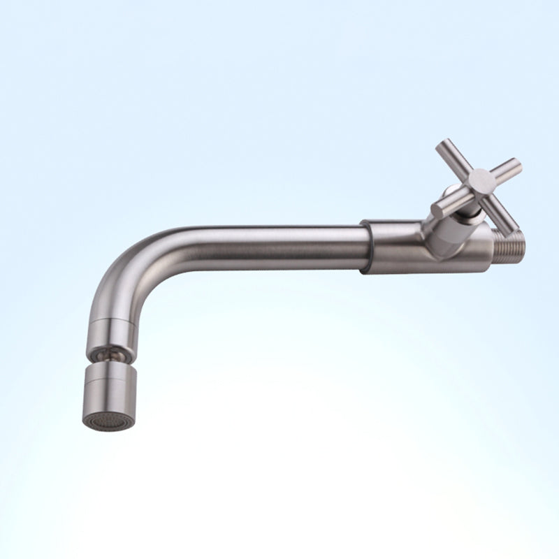 Grifo de baño contemporáneo montado en la pared con manijas cruzadas de acero inoxidable