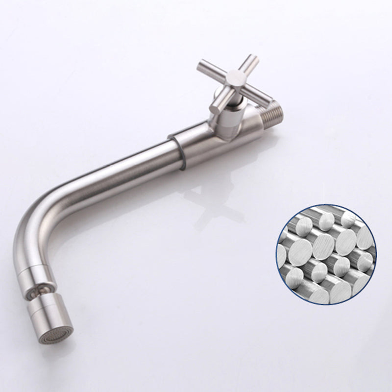 Grifo de baño contemporáneo montado en la pared con manijas cruzadas de acero inoxidable