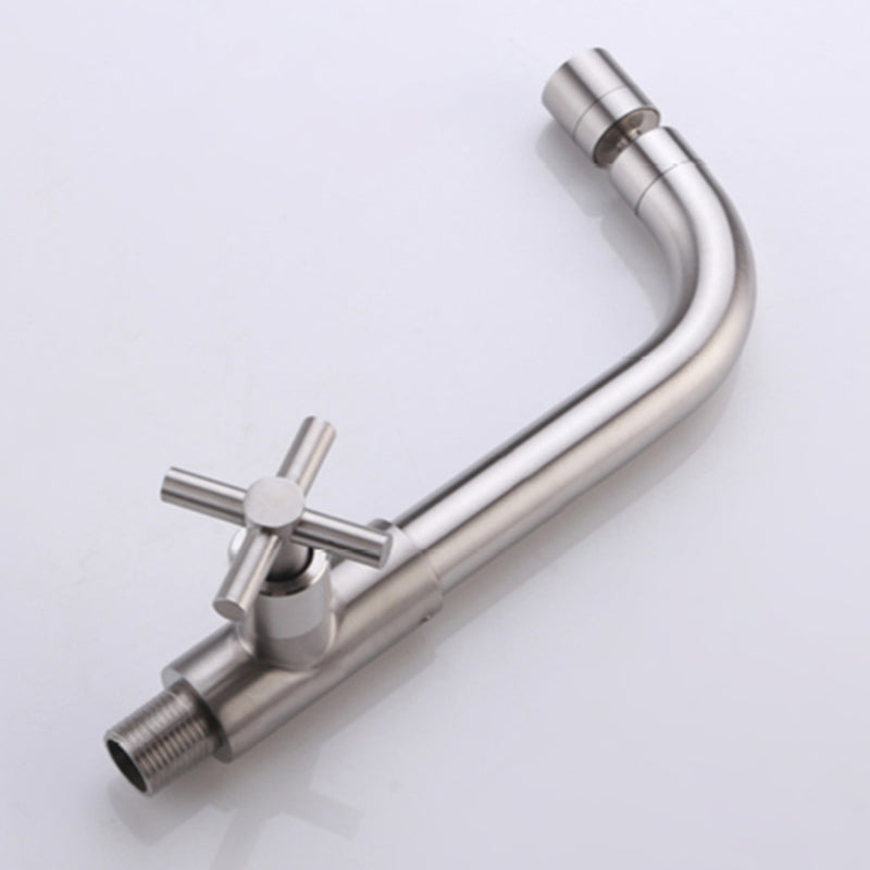 Grifo de baño contemporáneo montado en la pared con manijas cruzadas de acero inoxidable