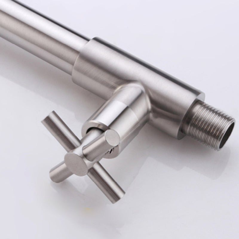 Grifo de baño contemporáneo montado en la pared con manijas cruzadas de acero inoxidable