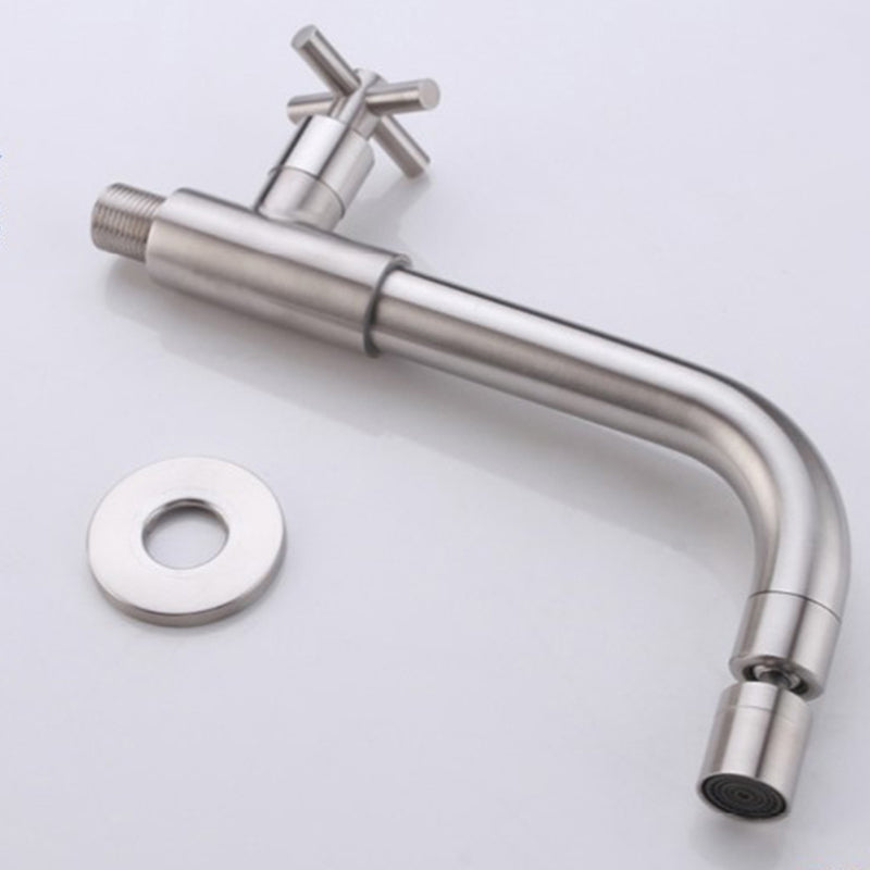 Grifo de baño contemporáneo montado en la pared con manijas cruzadas de acero inoxidable