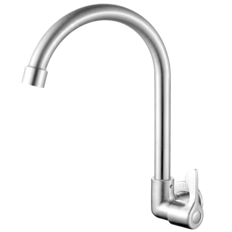 Grifo de Agua de Puente Moderno con Mango de Acero Inoxidable 304 y Pomo Giratorio Montado en la Pared