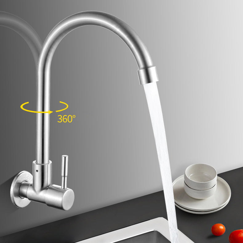 Grifo de Agua de Puente Moderno con Mango de Acero Inoxidable 304 y Pomo Giratorio Montado en la Pared