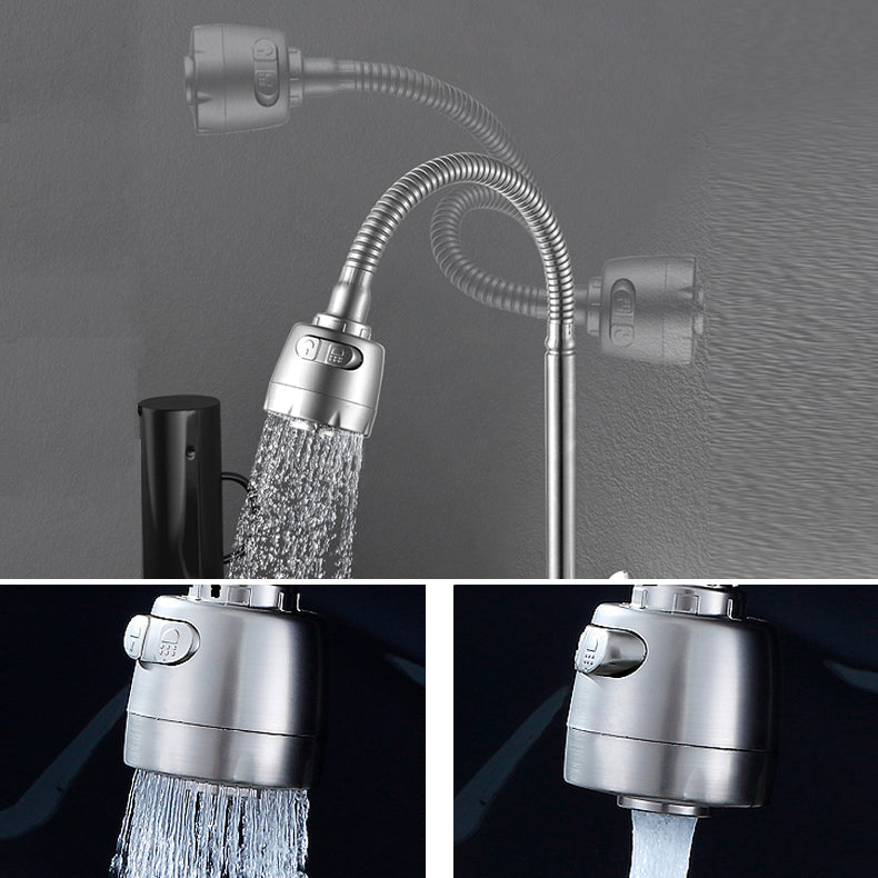 Grifo de Agua de Puente Moderno con Mango de Acero Inoxidable 304 y Pomo Giratorio Montado en la Pared