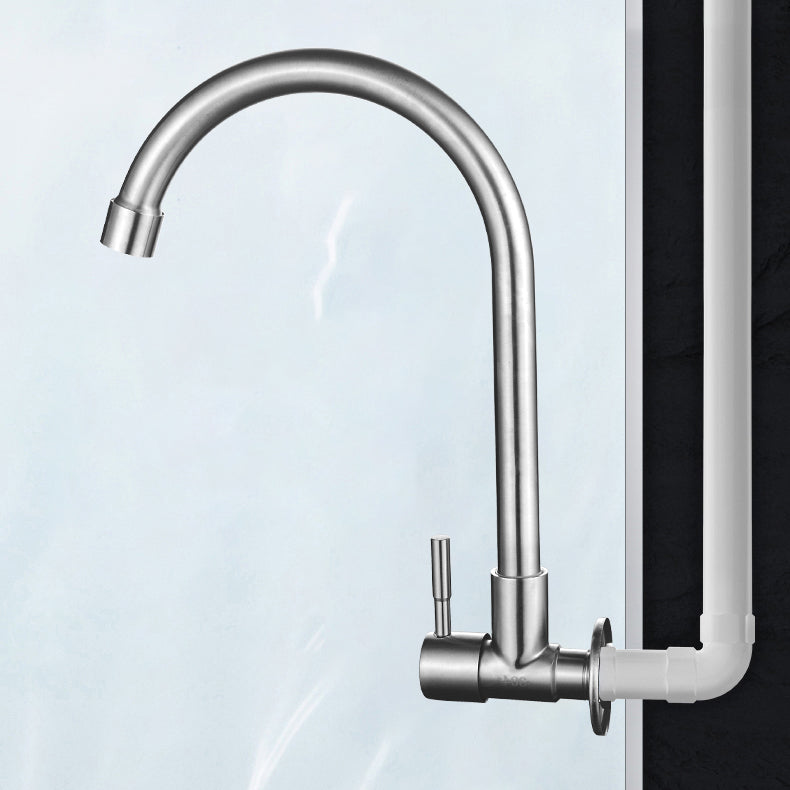 Grifo de Agua de Puente Moderno con Mango de Acero Inoxidable 304 y Pomo Giratorio Montado en la Pared