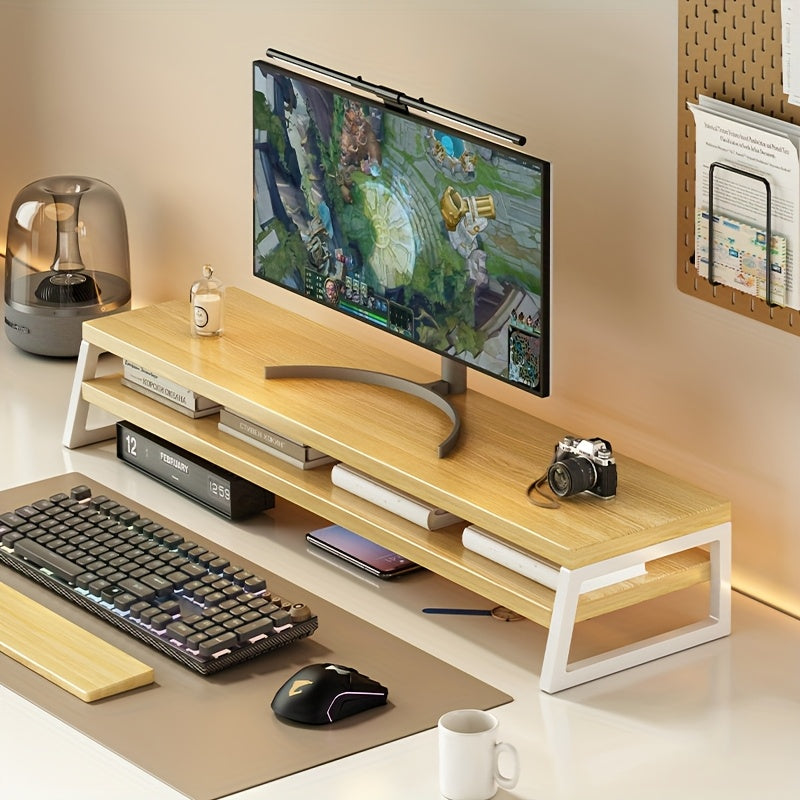 MODERNLIFT - Soporte de Monitor de Madera que Ahorra Espacio con Almacenamiento, Marco de Metal Duradero