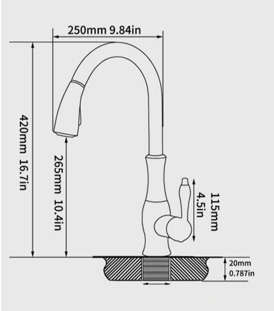 Grifo de Cocina Moderno Extraíble – Acero Inoxidable con Rotación de 360° y Cabezal de Rocío Extensible
