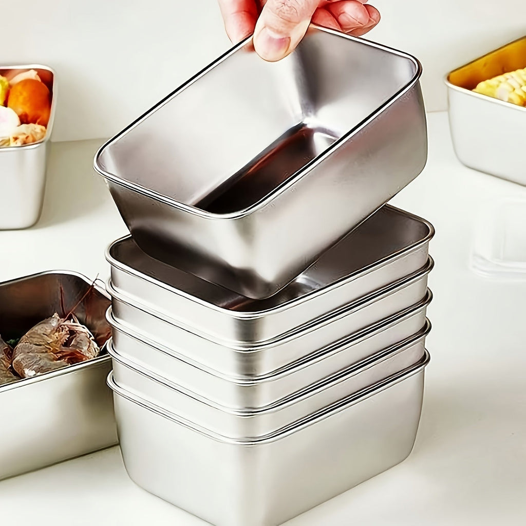Set de Almacenamiento de Alimentos de Acero Inoxidable de 7 Piezas – Contenedores Apilables con Tapas de Plástico
