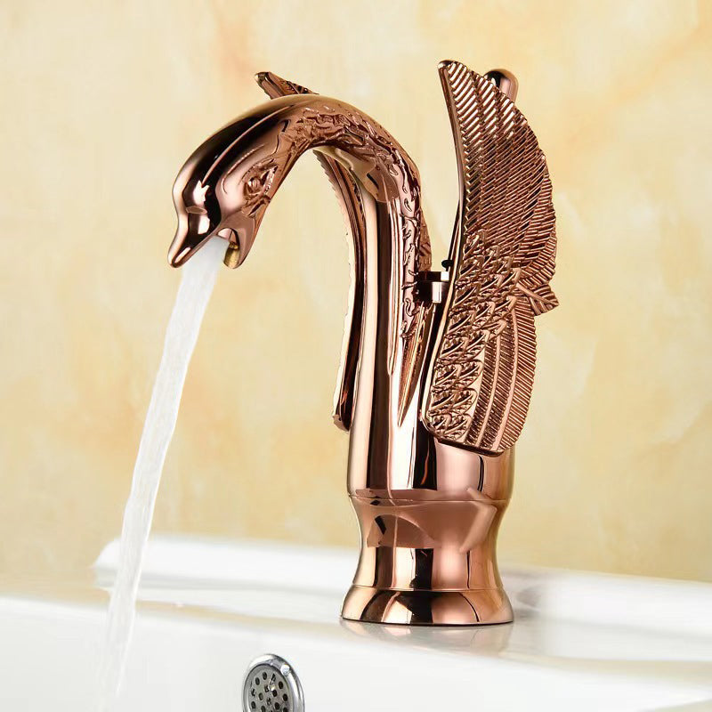 Lisslune | Grifo de lavabo de baño de latón completo con agua caliente y fría, grifo de lavabo de una sola manija