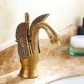 Lisslune | Grifo de lavabo de baño de latón completo con agua caliente y fría, grifo de lavabo de una sola manija