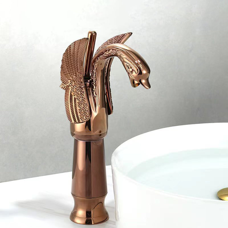 Lisslune | Grifo de lavabo de baño de latón completo con agua caliente y fría, grifo de lavabo de una sola manija