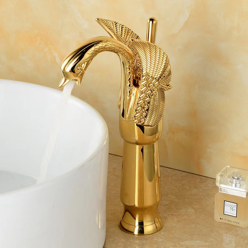 Lisslune | Grifo de lavabo de baño de latón completo con agua caliente y fría, grifo de lavabo de una sola manija