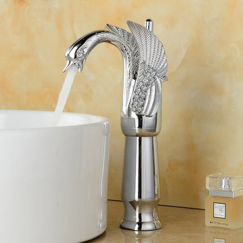 Lisslune | Grifo de lavabo de baño de latón completo con agua caliente y fría, grifo de lavabo de una sola manija