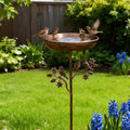 Fuente para pájaros de jardín con piquete de metal en aspecto vintage cobre
