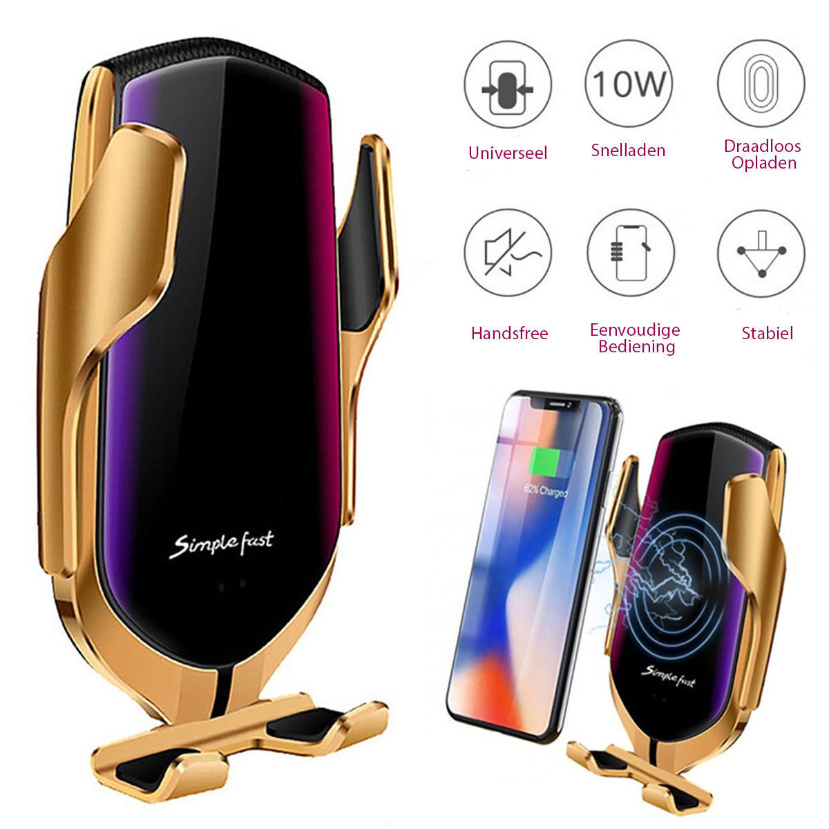 PREMIUM - Soporte para teléfono automático con carga inalámbrica