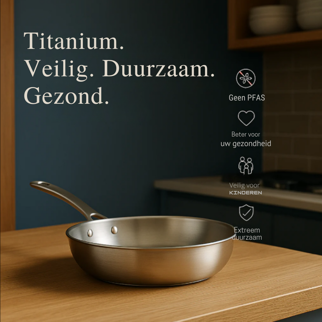 Juego de Sartenes de Titanio – Sartén, Utensilios de Cocina y Tabla de Cortar | Esenciales de Cocina Duraderos