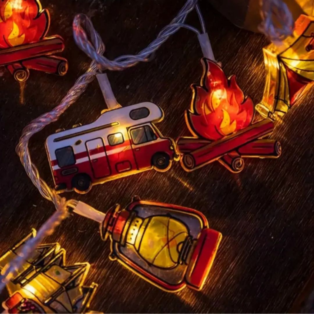 Iluminación Ambiental de Camping con Motivos de Tienda y Caravana LED