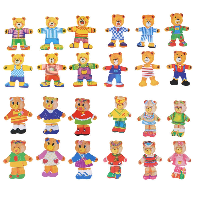 BearDrobe – Set de rompecabezas de vestir de madera para niños con piezas de ropa intercambiables