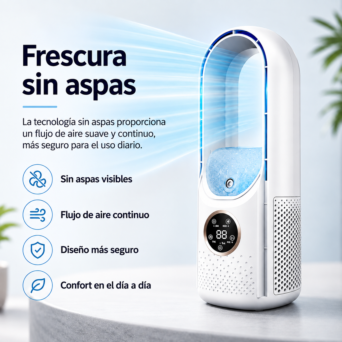 Refrigerador de aire portátil – Alimentación por USB – 6 velocidades – Para el hogar, la oficina y los viajes