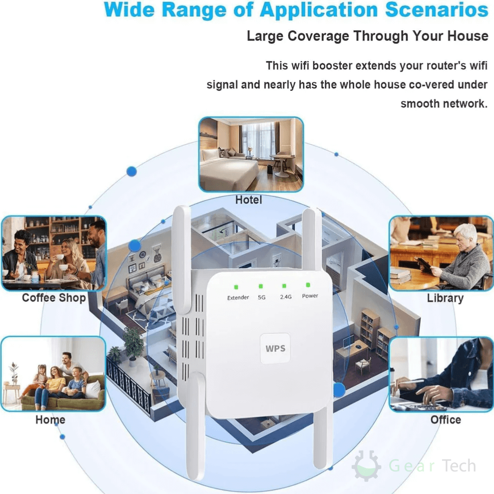 Lisslune | Acelerador de WiFi UltraXtend 5G UK – Mejor Extensor de WiFi de Doble Banda para Cobertura de Señal en Casa y Jardín
