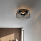 Luz de Pared Halo - Aplique Escultórico Moderno con Brillo en Capas y Plato de Vidrio
