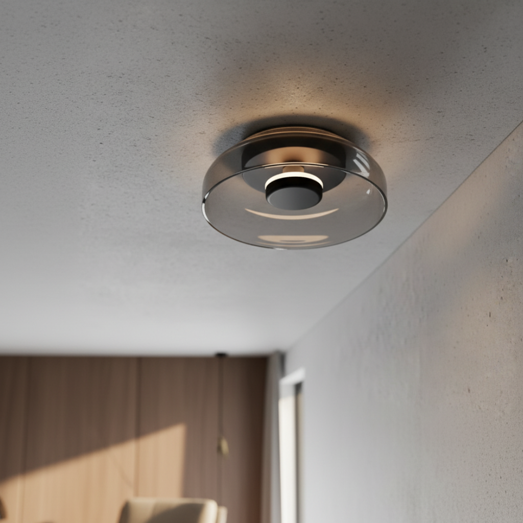Luz de Pared Halo - Aplique Escultórico Moderno con Brillo en Capas y Plato de Vidrio
