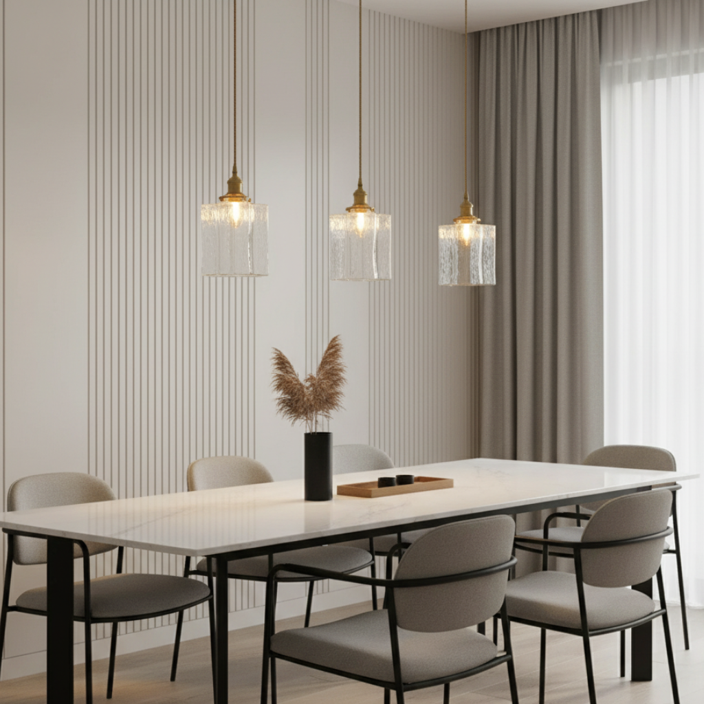 Colección Savoy | Lámpara Colgante de Vidrio con Acabado Texturizado, Estilo Vintage para Iluminación de Cocina