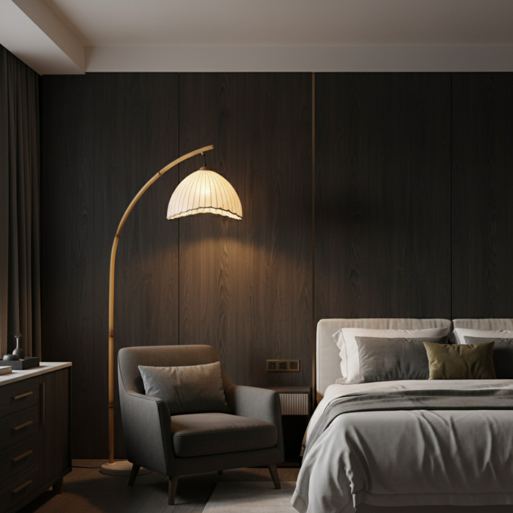 Takumi | Elegante Lámpara de Suelo de Bambú Natural para Decoración de Salón