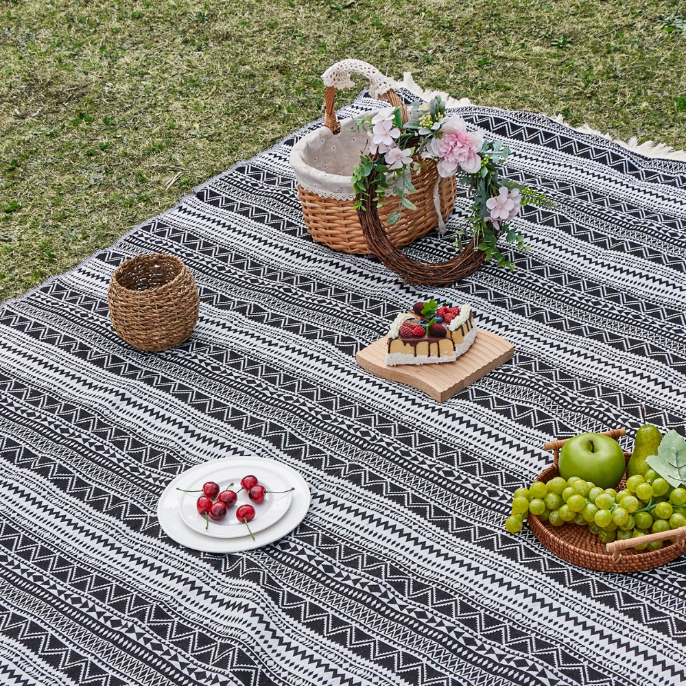 Manta de Picnic Tejida con Patrón de Rayas