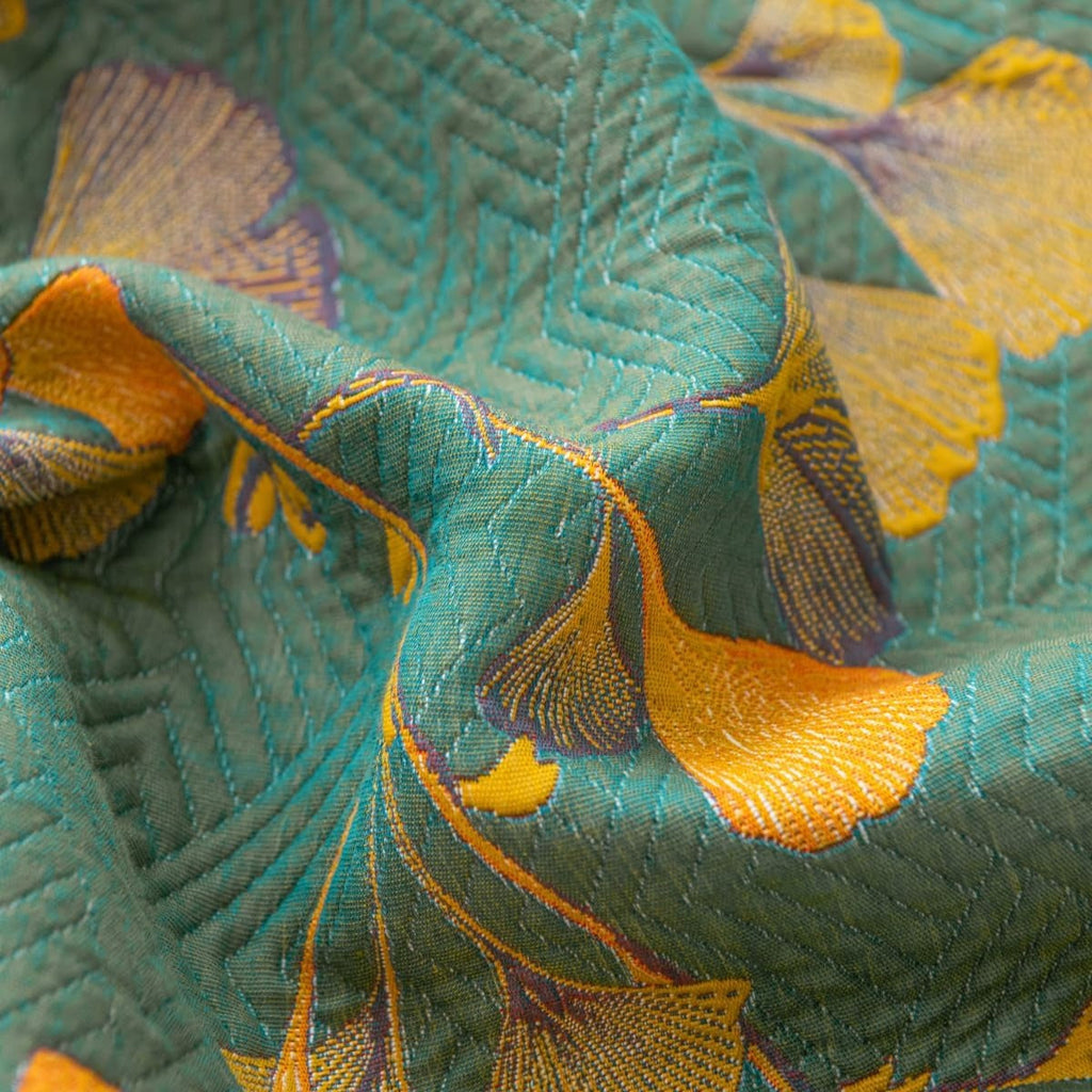 Cubrecamas Reversible de Hojas de Ginkgo Floral Jacquard