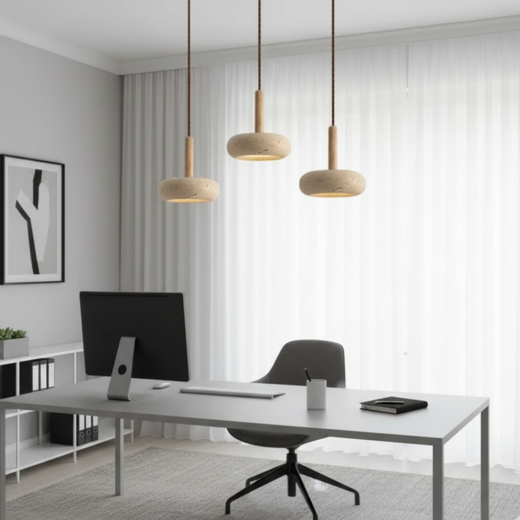 Luz Colgante Halo de Piedra - Iluminación de Cocina Ajustable con Diseño Etéreo