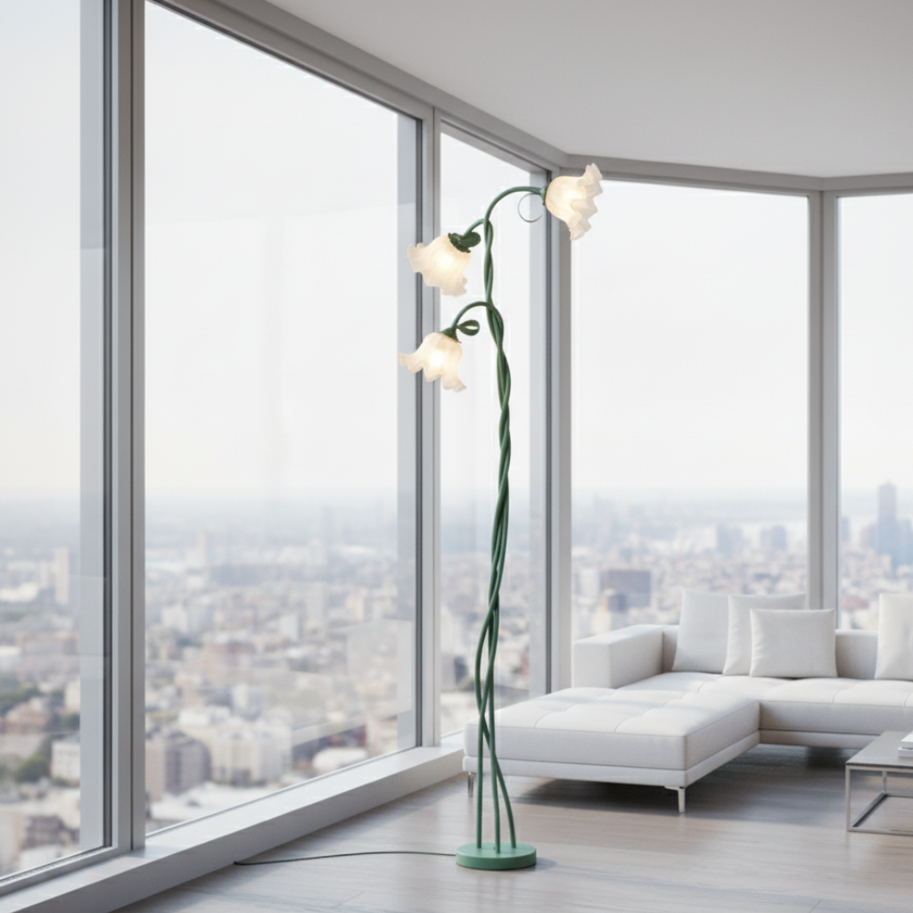 CallaBloom | Lámpara de Pie Moderna Verde Mate Elegante para Sala de Estar