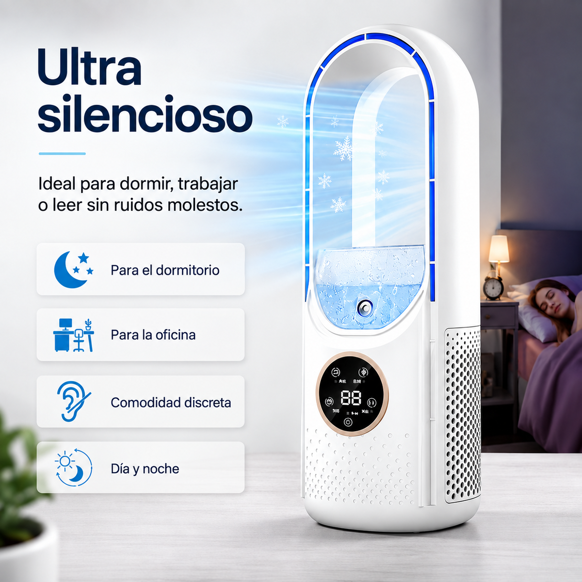 Refrigerador de aire portátil – Alimentación por USB – 6 velocidades – Para el hogar, la oficina y los viajes