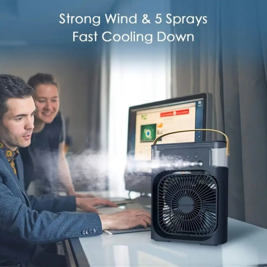 Enfriador de Aire 3 en 1, Humidificador y Purificador de Aire – Aire Acondicionado Portátil para Uso Interior con Luz LED
