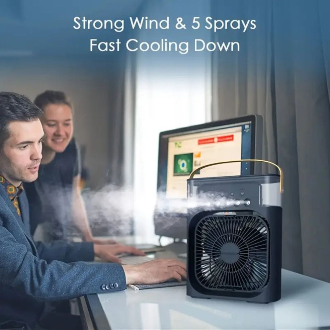 Enfriador de Aire 3 en 1, Humidificador y Purificador de Aire – Aire Acondicionado Portátil para Uso Interior con Luz LED