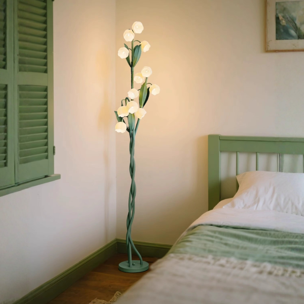 Sara Orchid - Lámpara de Pie Elegante con Sombrillas de Flores Blancas para Sala de Estar o Dormitorio