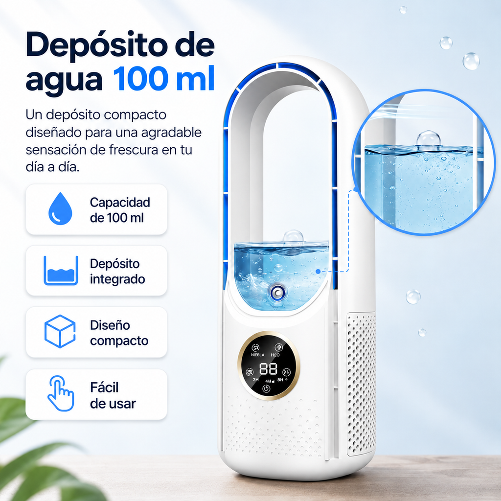 Refrigerador de aire portátil – Alimentación por USB – 6 velocidades – Para el hogar, la oficina y los viajes