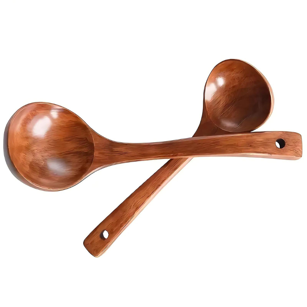 Cuchara de Madera Natural para Sopa - 1pc