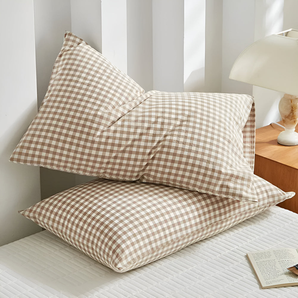 Fundas de Almohada a Cuadros Suaves
