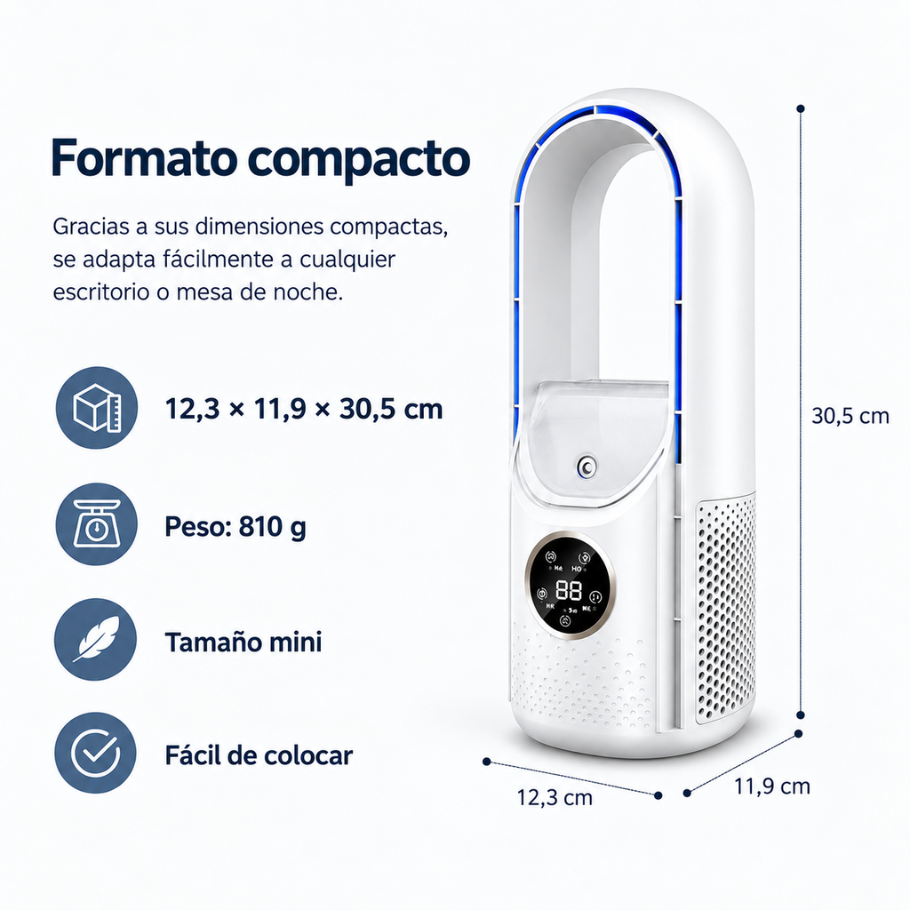Refrigerador de aire portátil – Alimentación por USB – 6 velocidades – Para el hogar, la oficina y los viajes