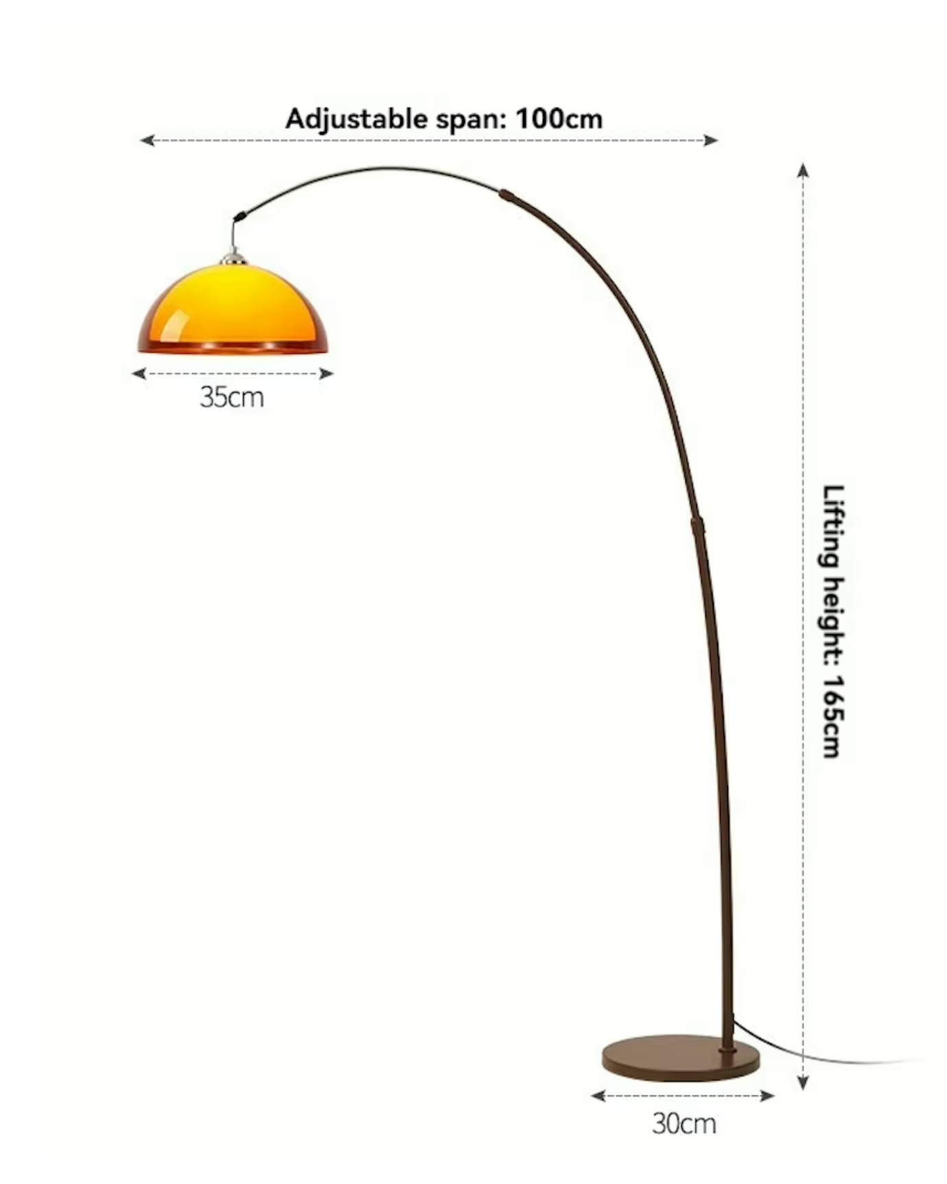 Lámpara de Pie Ventoro Arc - Lámpara Moderna de Pie con Pantalla de Domo Cálido para Sala de Estar