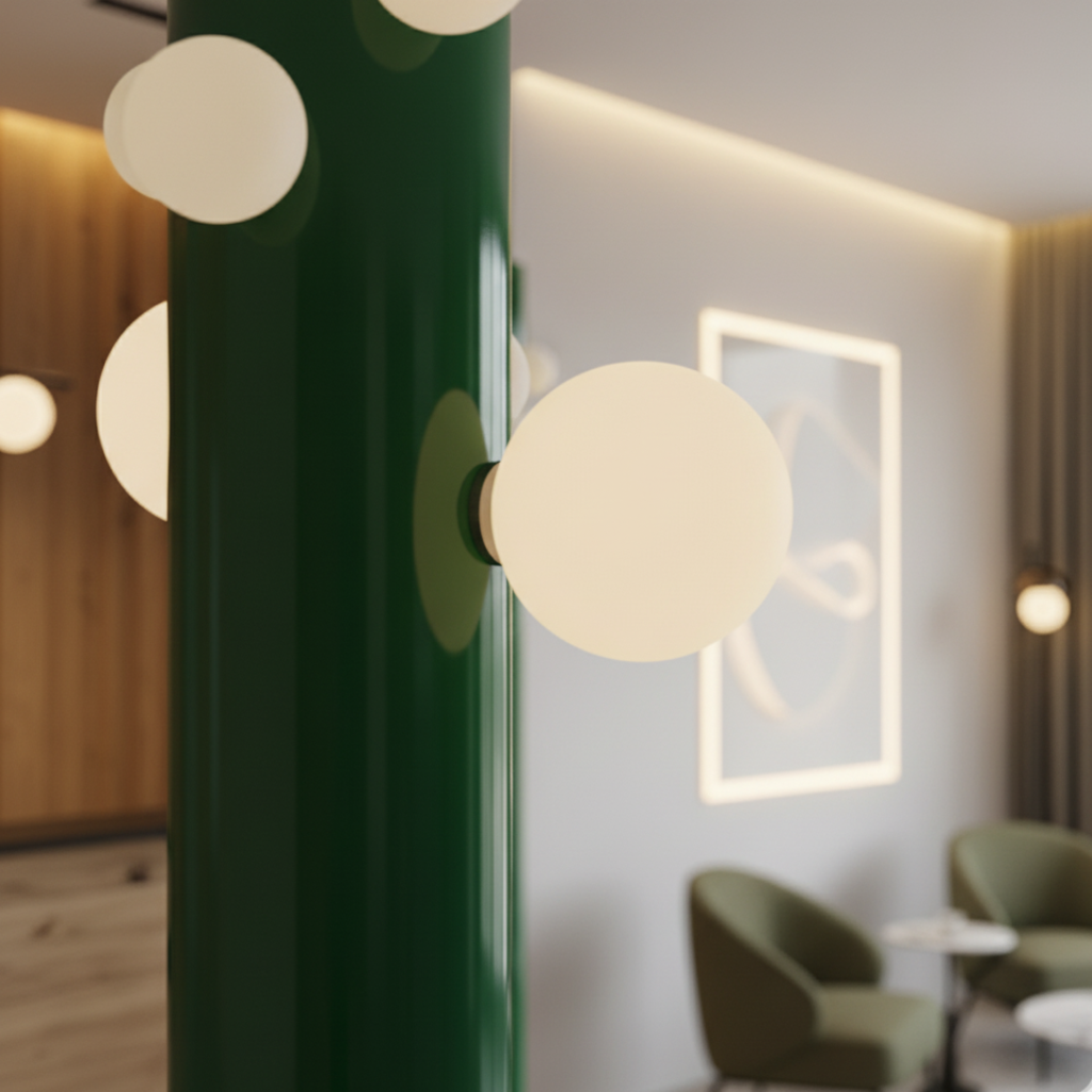 VerdeLuxe | Lámpara de Pie Moderna y Elegante con Base de Metal Verde y Pantalla Blanca