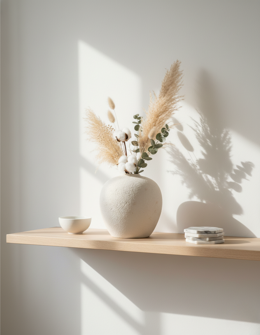 Aurea - Jarrón de Cerámica Blanco Alto con Diseño Escultural para Decoración del Hogar